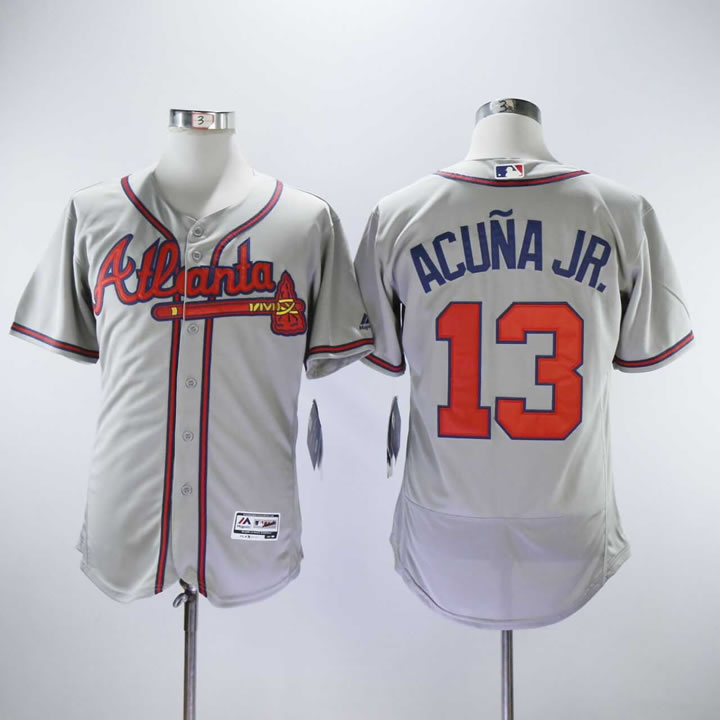 Braves 13 Ronald Acuna Jr. Gray Flexbase Stitched Baseball Jerseys,We sell and wholesale Braves 13 Ronald Acuna Jr. Gray Flexbase Stitched Baseball Jerseys on line form chian!